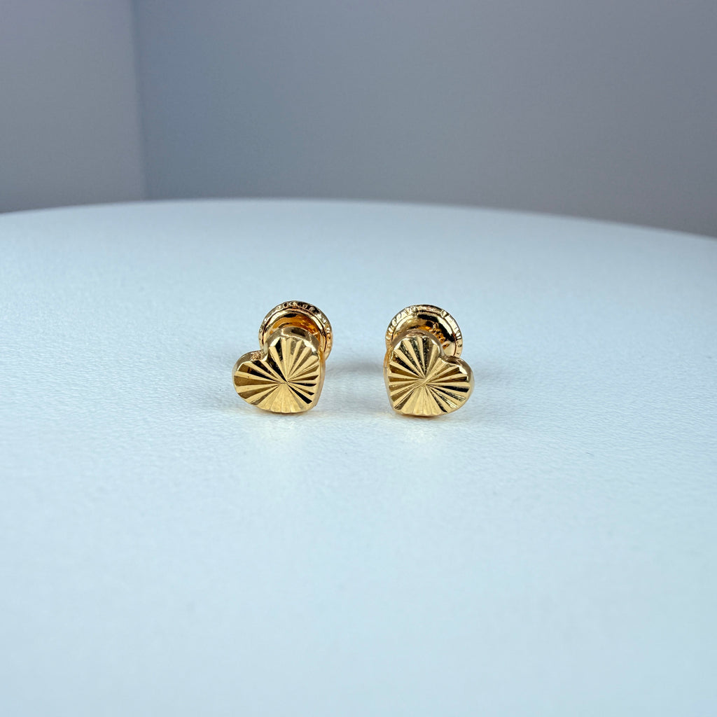 Yellow gold heart shape stud earring