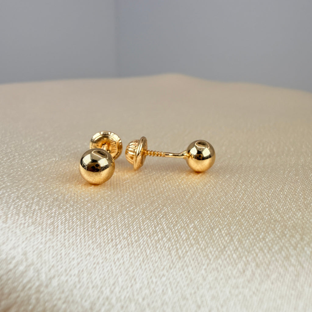 Yellow gold ball stud earring (Balín Liso)