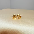 Yellow Gold Rose stud earring with zircon